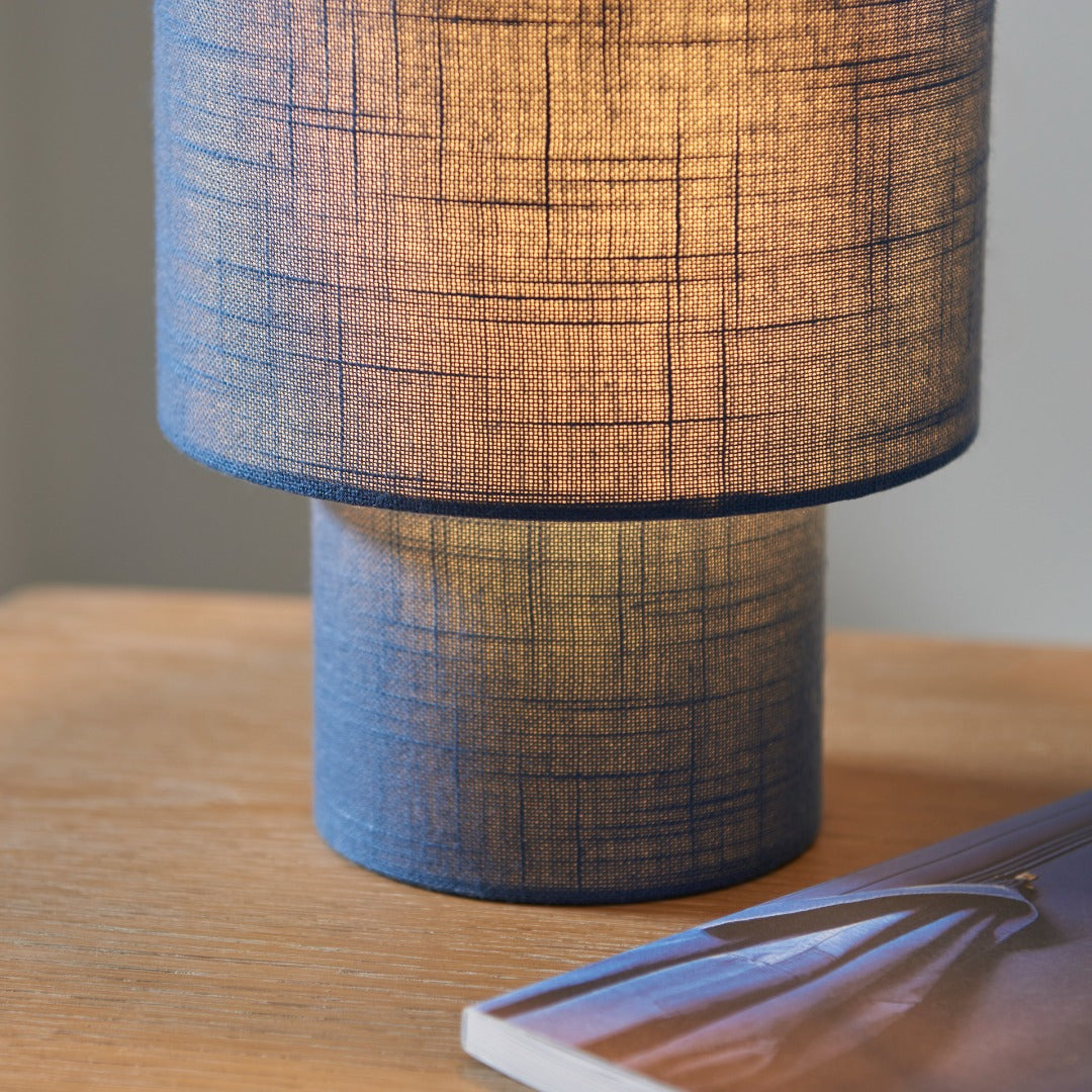 Buxton Navy Faux Linen Table Lamp