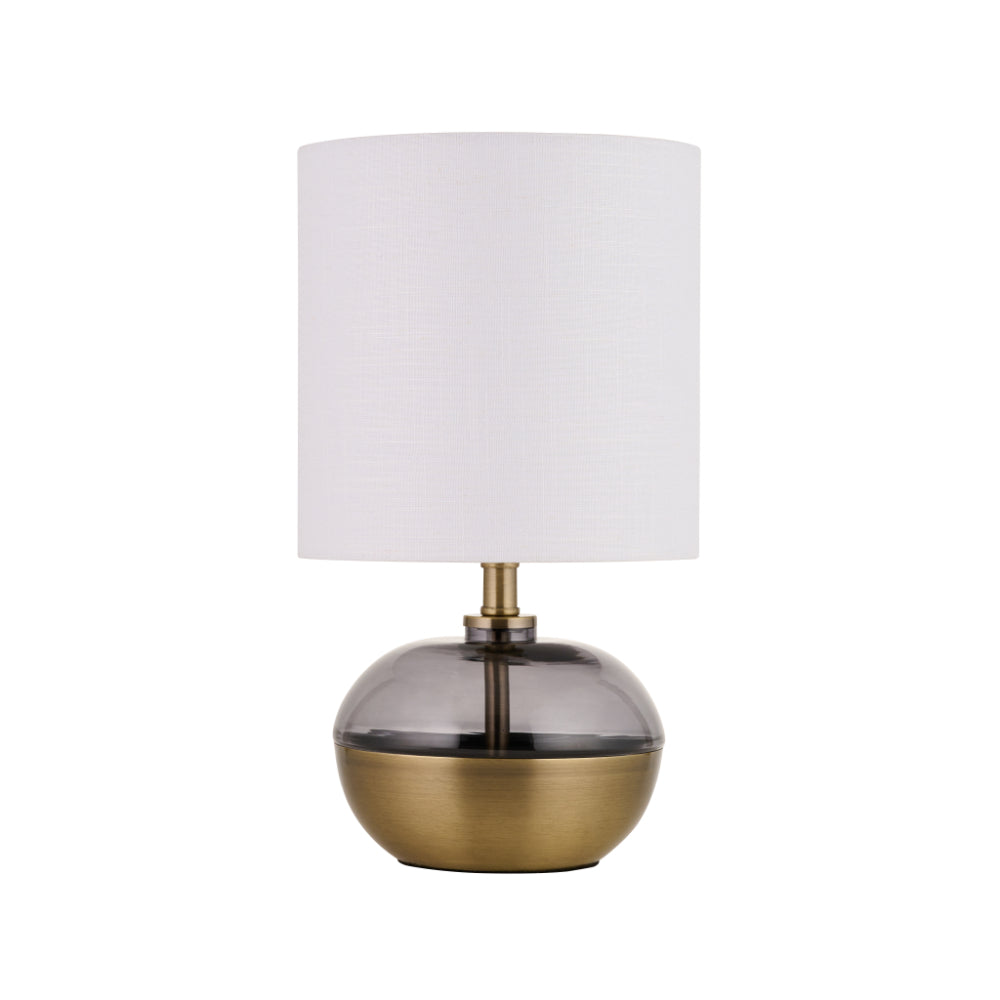 Emmy Antique Brass and Smoke Glass Table Lamp