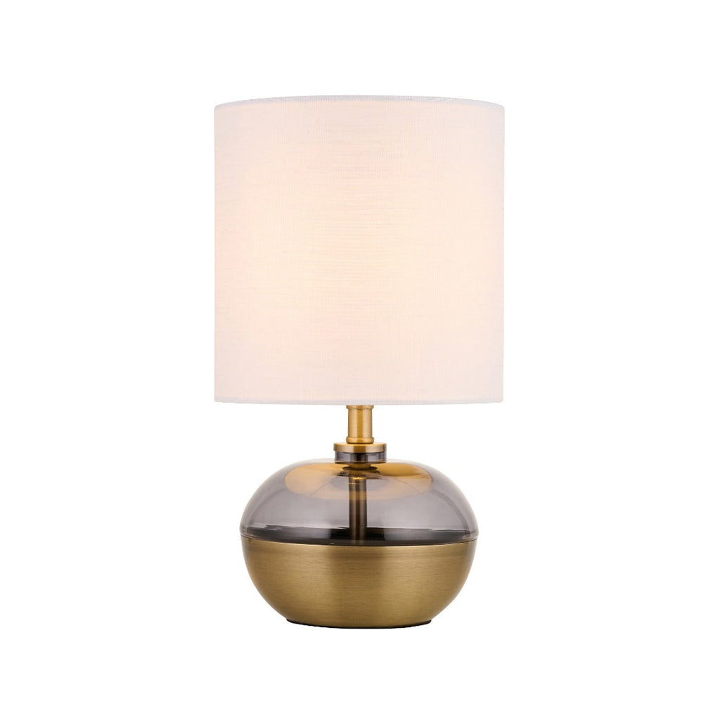 Emmy Antique Brass and Smoke Glass Table Lamp