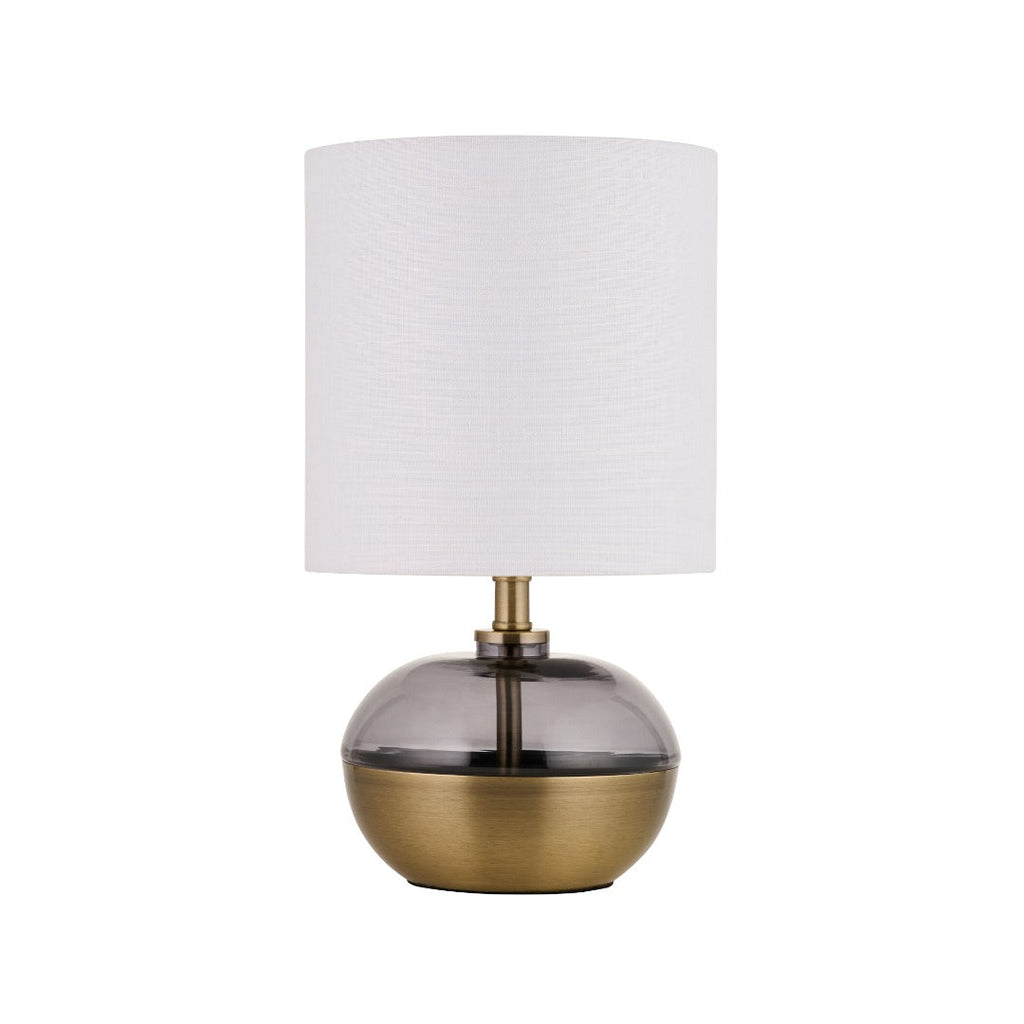 Emmy Antique Brass and Smoke Glass Table Lamp