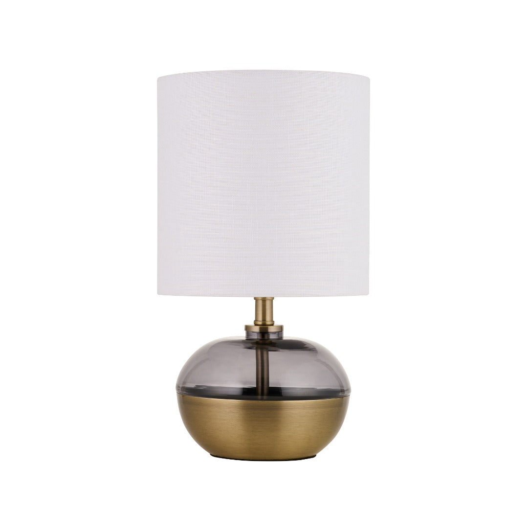 Emmy Antique Brass and Smoke Glass Table Lamp