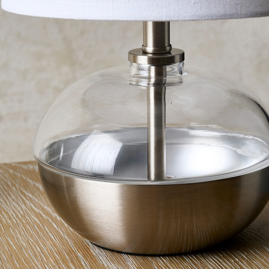 Emmy Satin Nickel and Clear Glass Table Lamp
