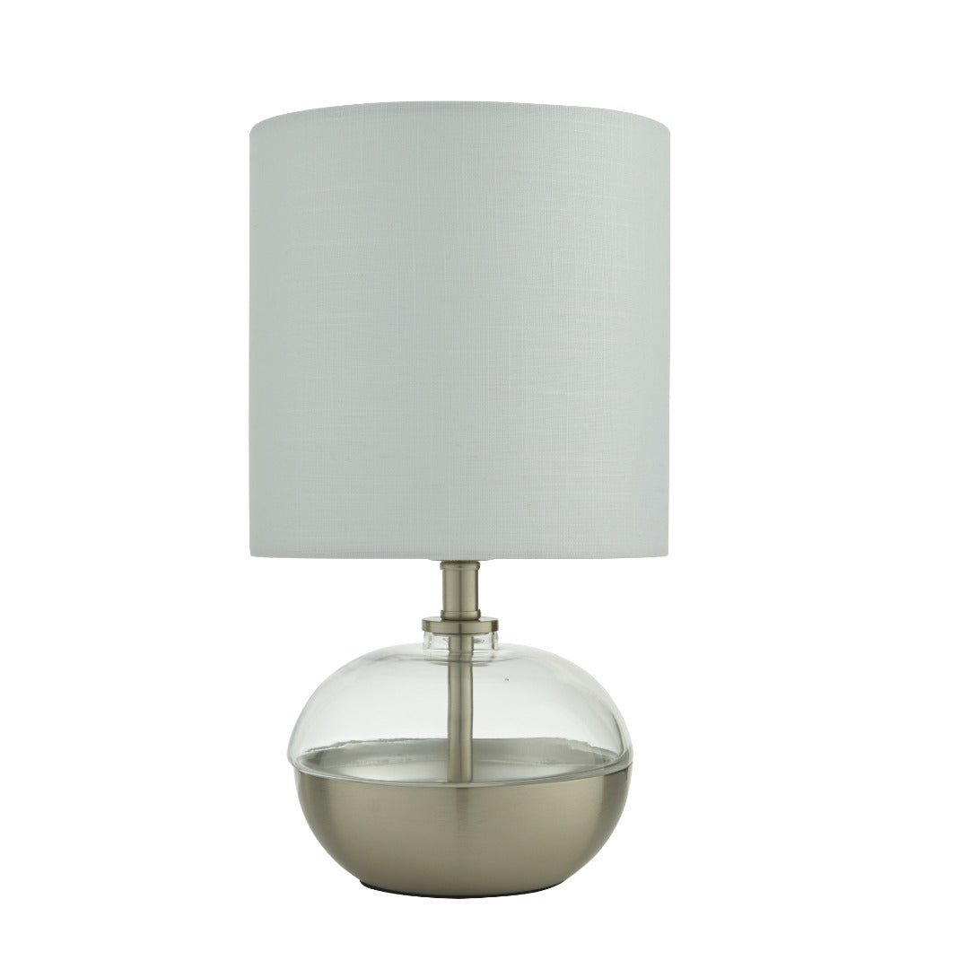 Emmy Satin Nickel and Clear Glass Table Lamp