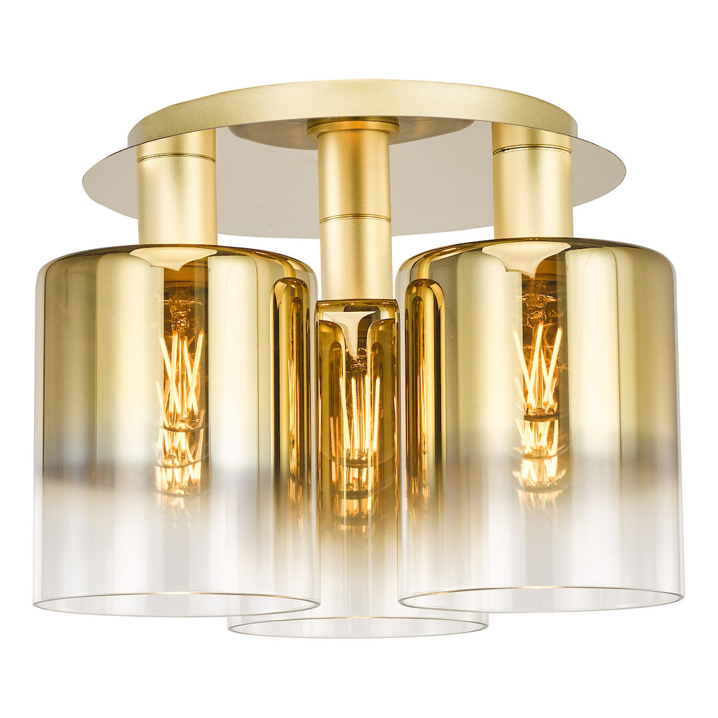 Savannah 3-Light Satin Gold Flush Ceiling Light