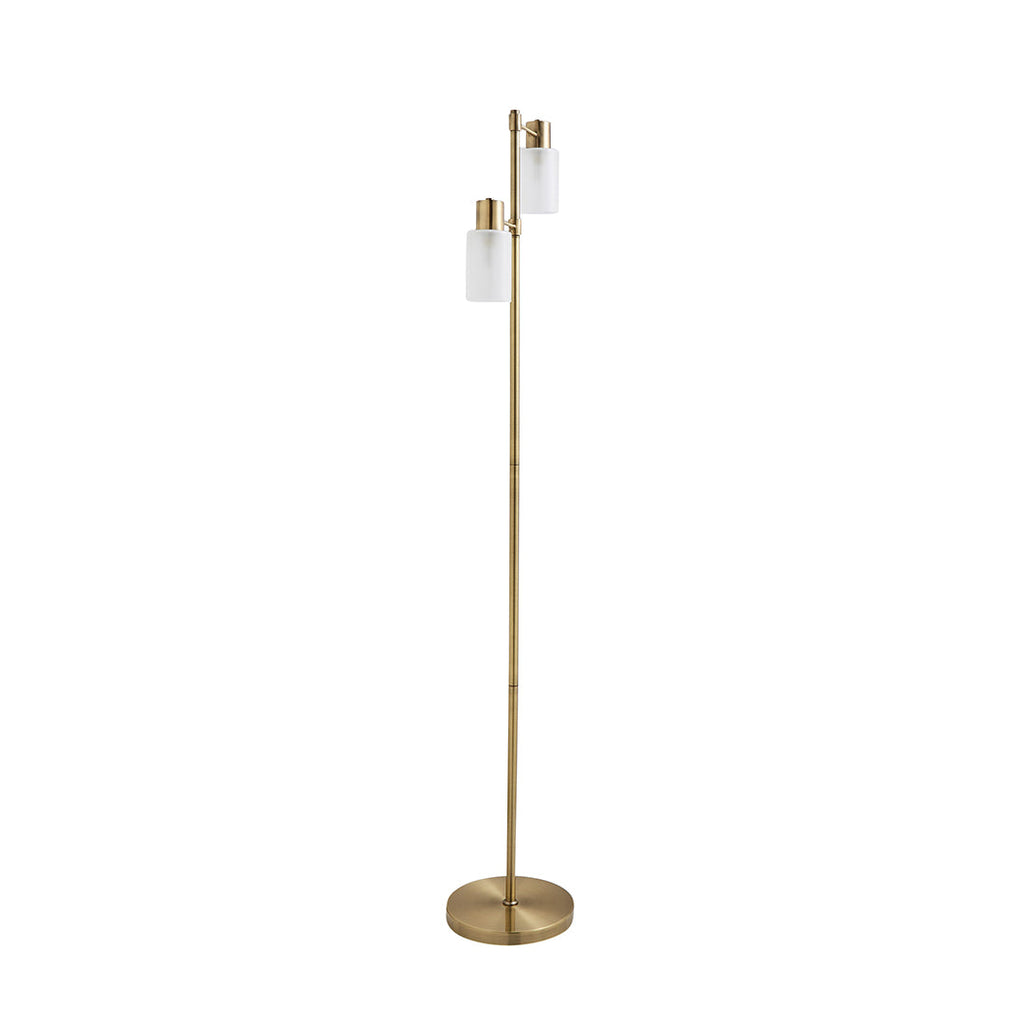 Maya 2-Light Antique Brass Floor Lamp