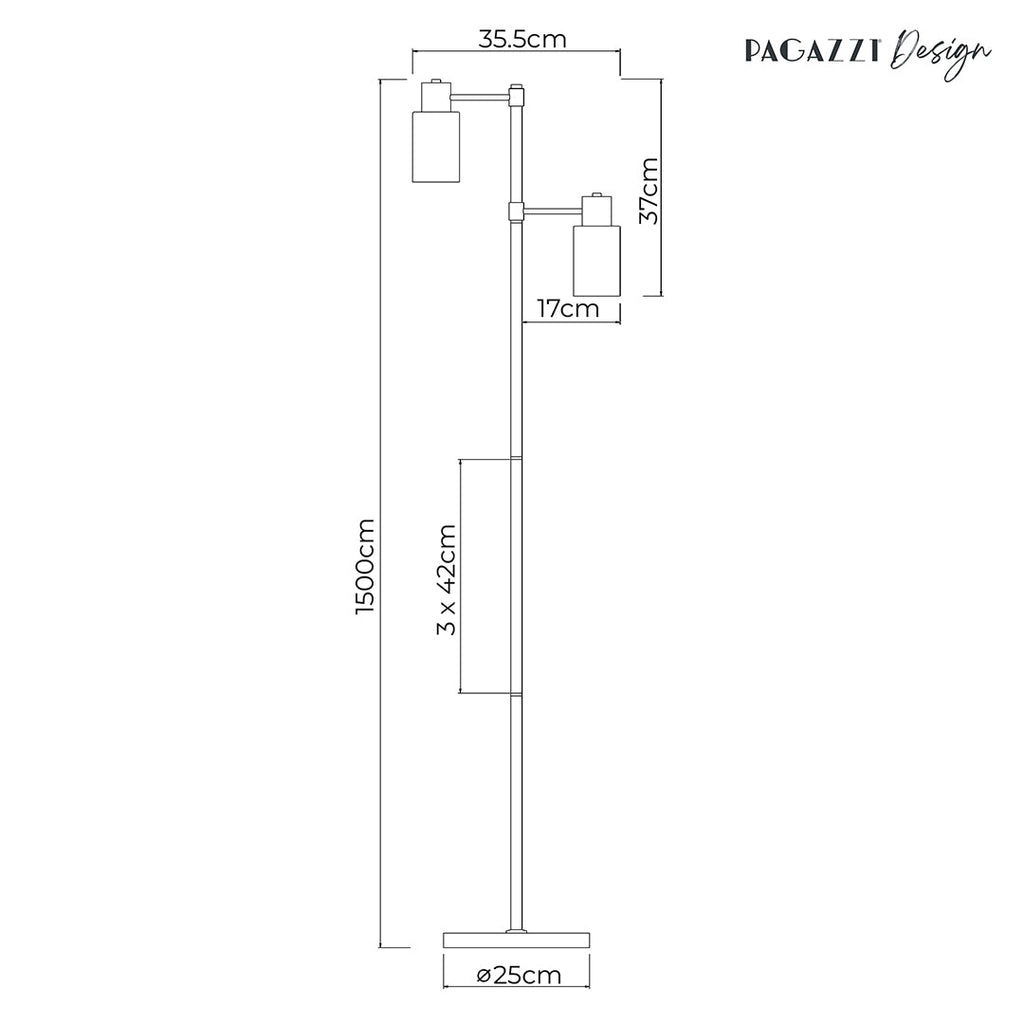 Maya 2-Light Antique Brass Floor Lamp