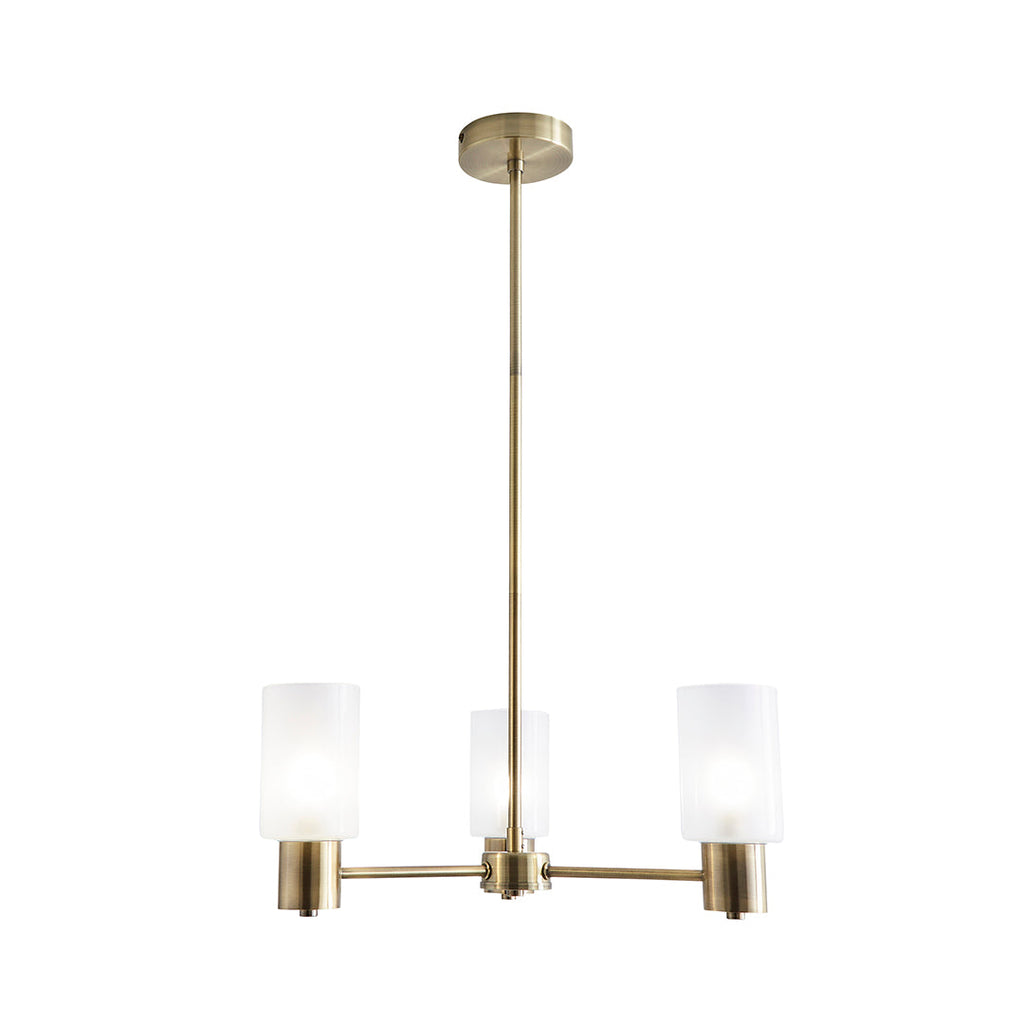 Maya 3-Light Antique Brass Semi-Flush Ceiling Light