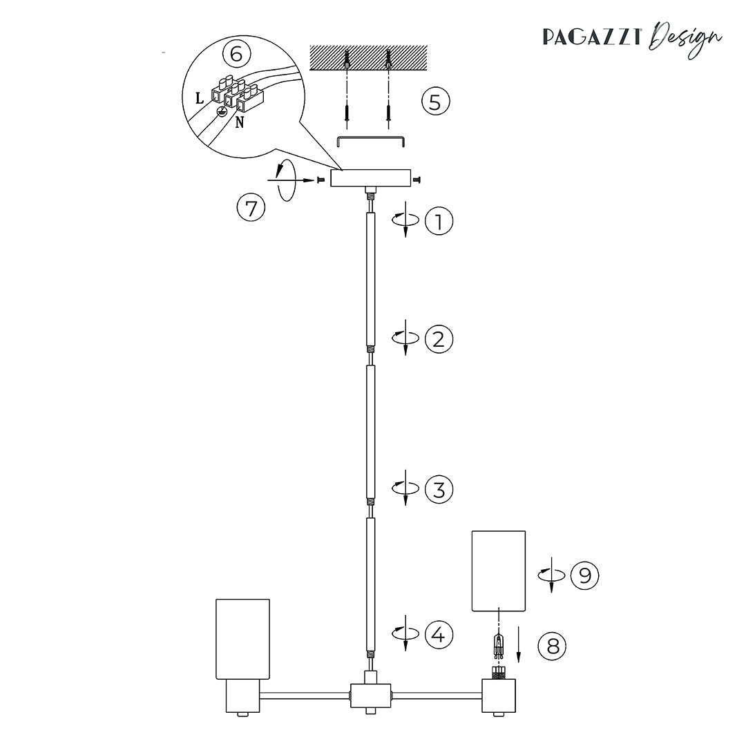 Maya 5-Light Antique Brass Semi-Flush Ceiling Light