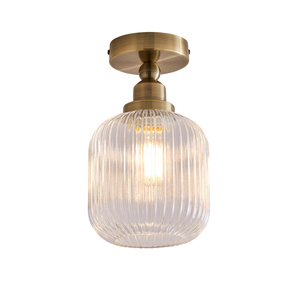 Riva Antique Brass Semi-Flush Ceiling Light