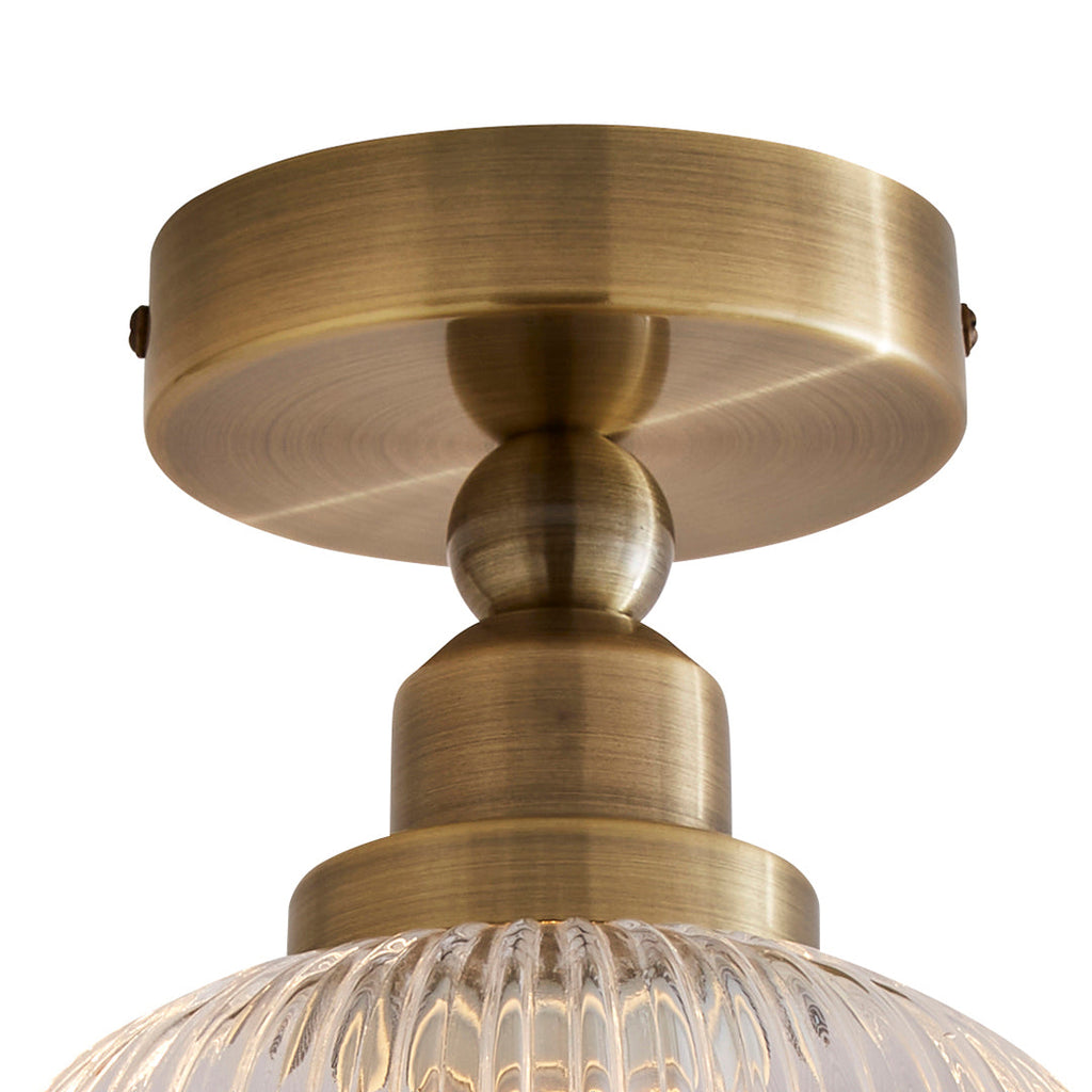 Riva Antique Brass Semi-Flush Ceiling Light